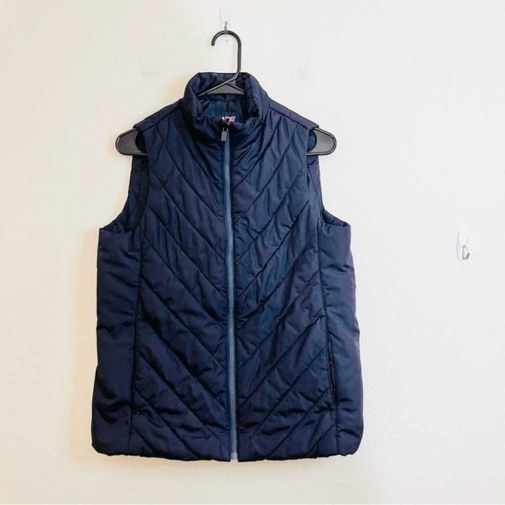Land’s End Sleeveless Puffer Vest Jacket Small Blue Pockets